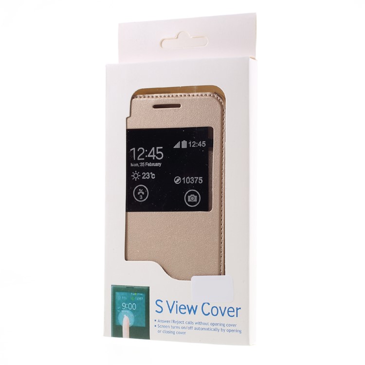 Window View PU Leather Case for Samsung Galaxy J3 / J3 (2016) - Gold-8