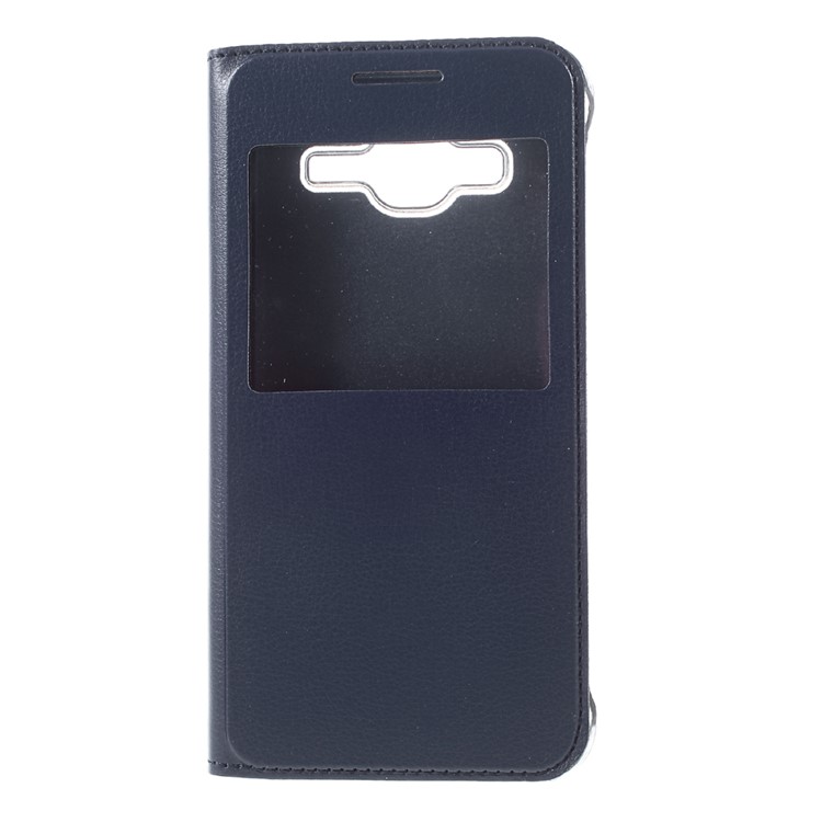 Window View Leather Flip Case for Samsung Galaxy J3 / J3 (2016) - Dark Blue-3