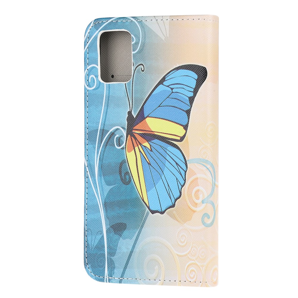 Cross Texture Pattern Printing Flip Leather Wallet Stand Phone Cover for Samsung Galaxy A91 / S10 Lite / M80s - Blue Butterfly-3