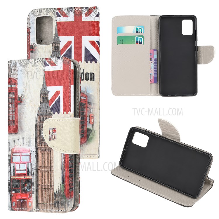 Cross Texture Pattern Printing Flip Leather Wallet Stand Phone Cover for Samsung Galaxy A91 / S10 Lite / M80s - Big Ben-1