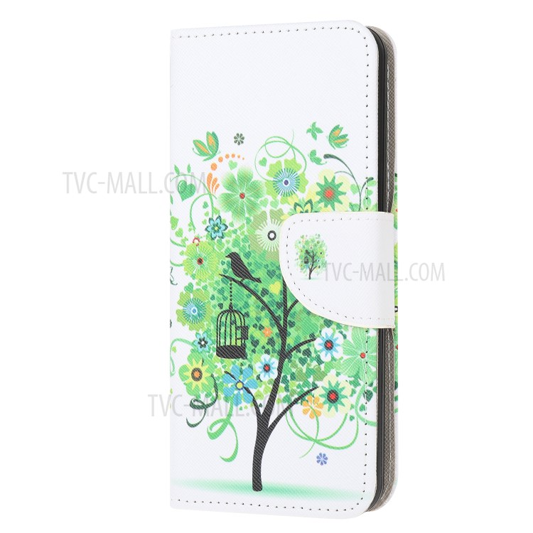 Cross Texture Pattern Printing Flip Leather Wallet Stand Phone Cover for Samsung Galaxy A91 / S10 Lite / M80s - Tree-2