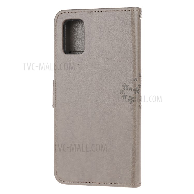 Imprint Tree Owl PU Leather Wallet Stand Phone Case for Samsung Galaxy A91/S10 Lite/M80s - Grey-3