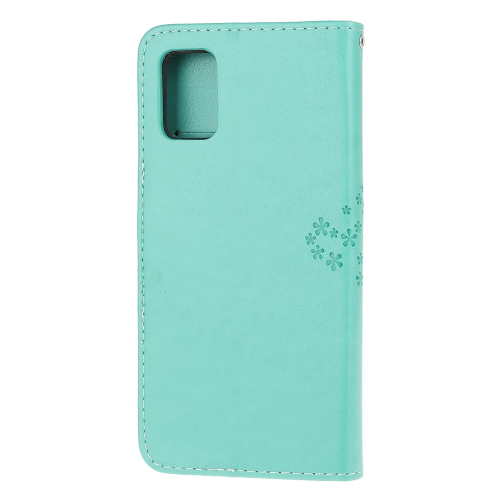 Imprint Tree Owl PU Leather Wallet Stand Phone Case for Samsung Galaxy A91/S10 Lite/M80s - Cyan-3