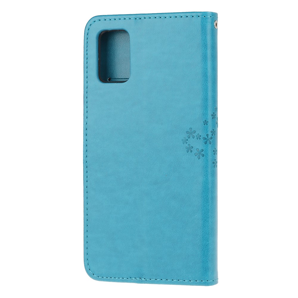Imprint Tree Owl PU Leather Wallet Stand Phone Case for Samsung Galaxy A91/S10 Lite/M80s - Blue-3