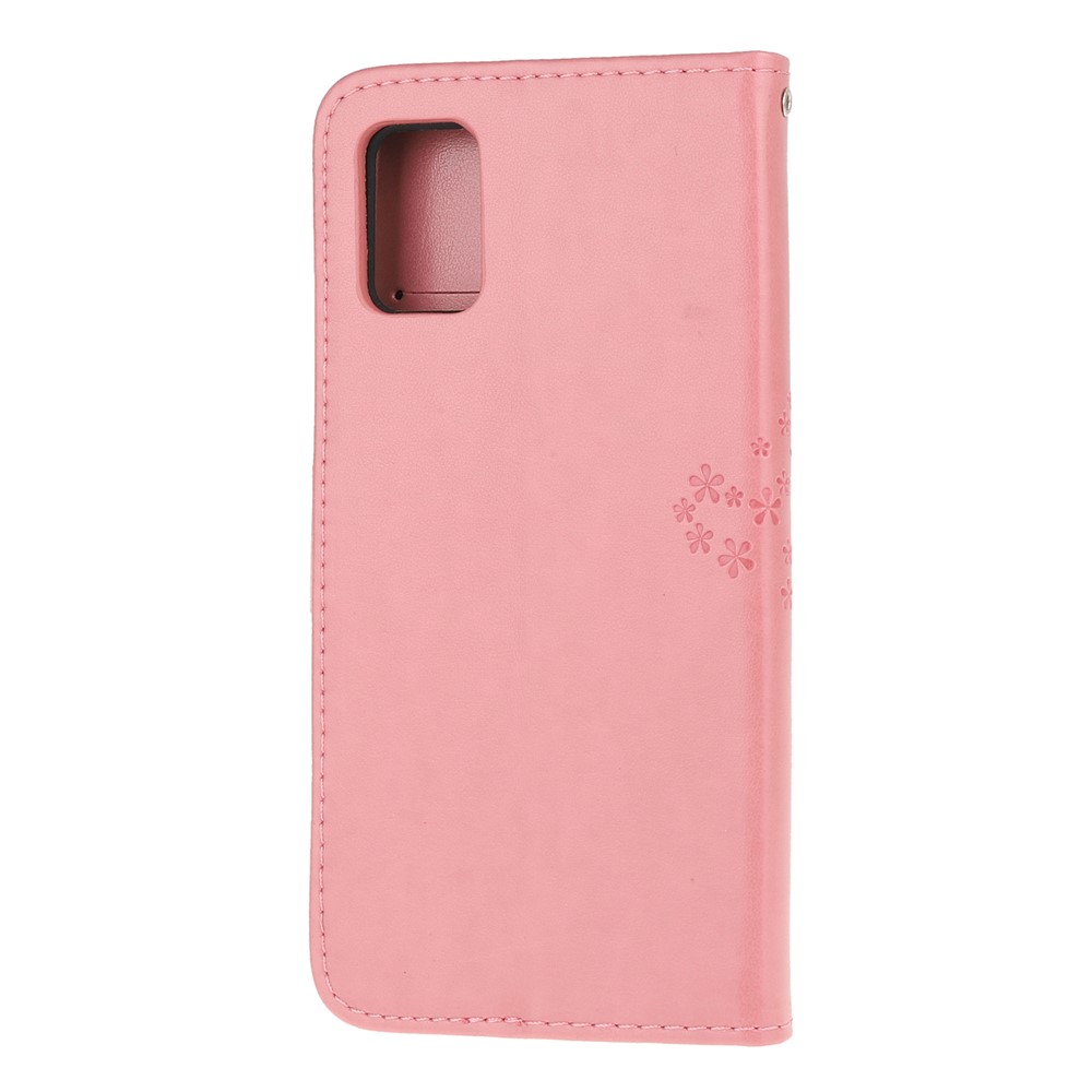 Imprint Tree Owl PU Leather Wallet Stand Phone Case for Samsung Galaxy A91/S10 Lite/M80s - Pink-3