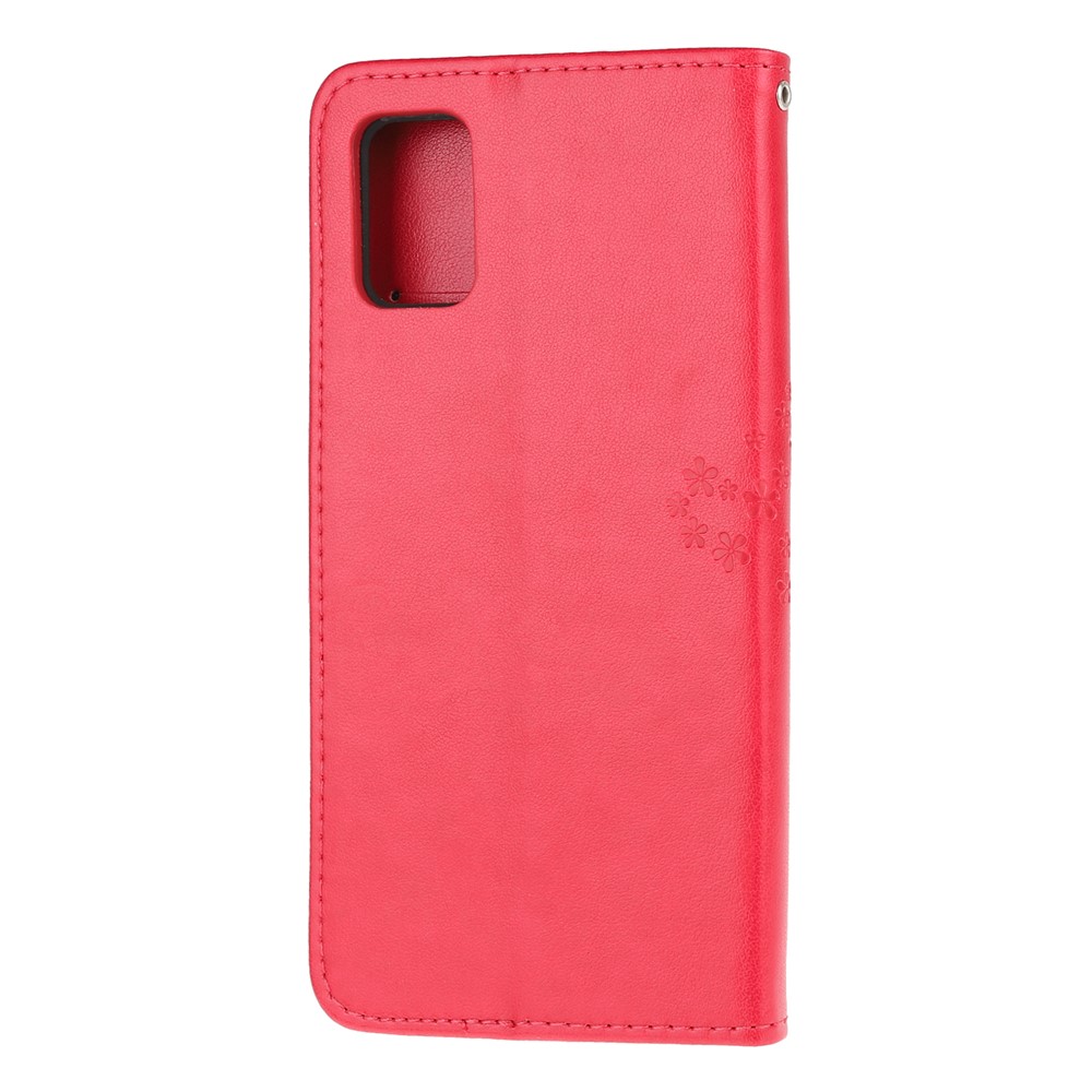Imprint Tree Owl PU Leather Wallet Stand Phone Case for Samsung Galaxy A91/S10 Lite/M80s - Red-3