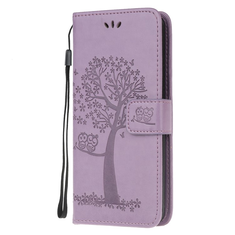 Impressum Tree Owl PU Leder Brieftasche Telefonhülle Für Samsung Galaxy A91/S10 Lite/m80s - Helles Lila-2