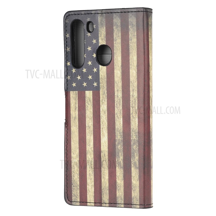 Stand Wallet Phone Case Patterns Stylish PU Leather Cover for Samsung Galaxy A21 - American Flag-3