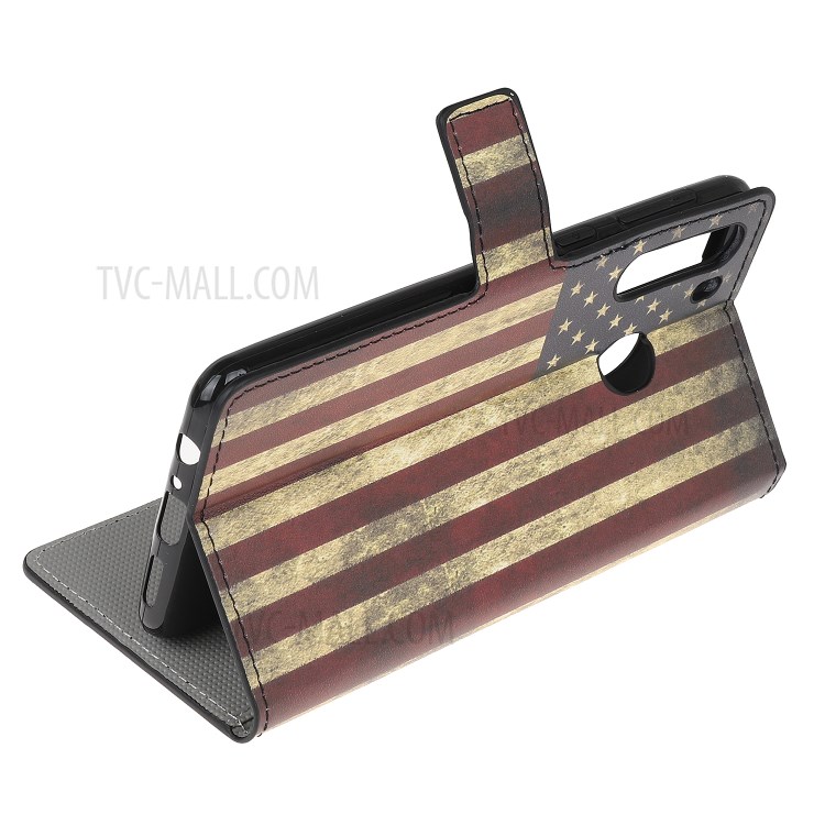 Stand Wallet Phone Case Patterns Stylish PU Leather Cover for Samsung Galaxy A21 - American Flag-4