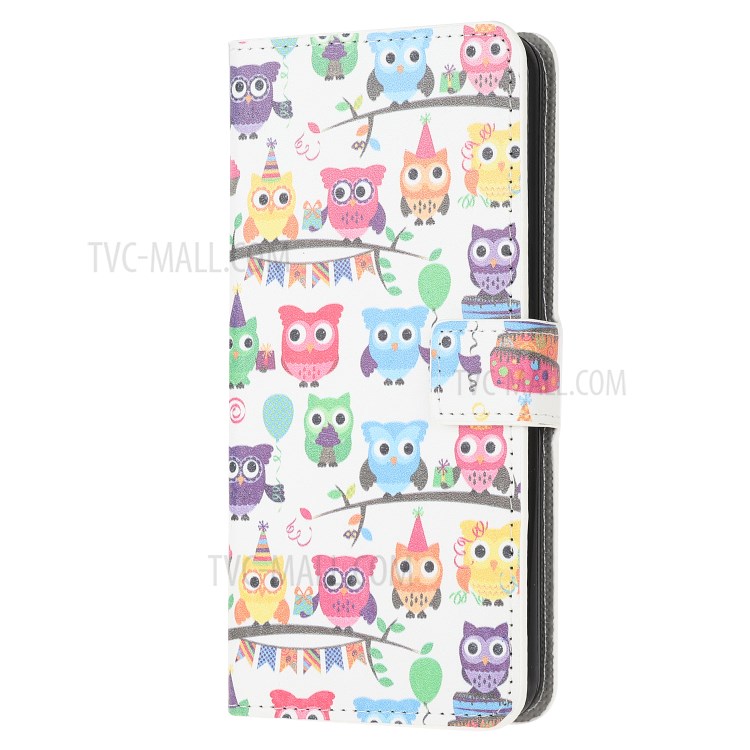 Stand Wallet Phone Case Patterns Stylish PU Leather Cover for Samsung Galaxy A21 - Many Owls-2