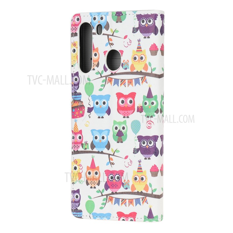 Stand Wallet Phone Case Patterns Stylish PU Leather Cover for Samsung Galaxy A21 - Many Owls-3