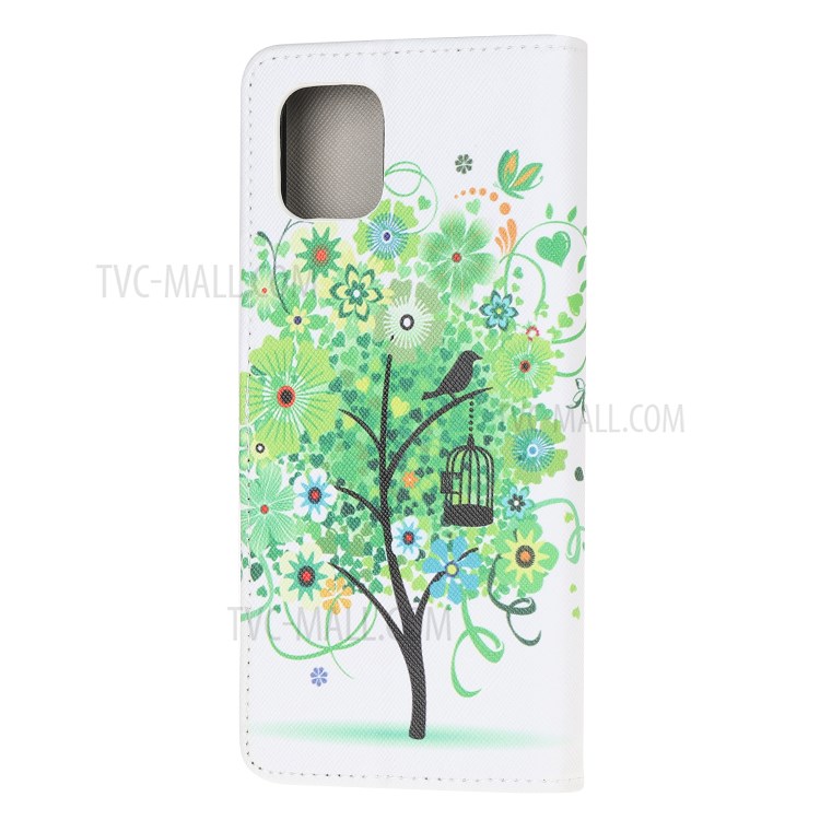 Cross Texture Pattern Printing Flip Leather Wallet Stand Phone Cover for Samsung Galaxy A81 / Note 10 Lite / M60s - Tree-3
