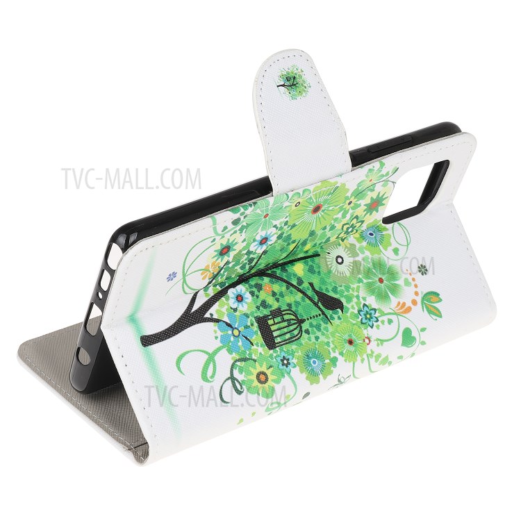 Cross Texture Pattern Printing Flip Leather Wallet Stand Phone Cover for Samsung Galaxy A81 / Note 10 Lite / M60s - Tree-4