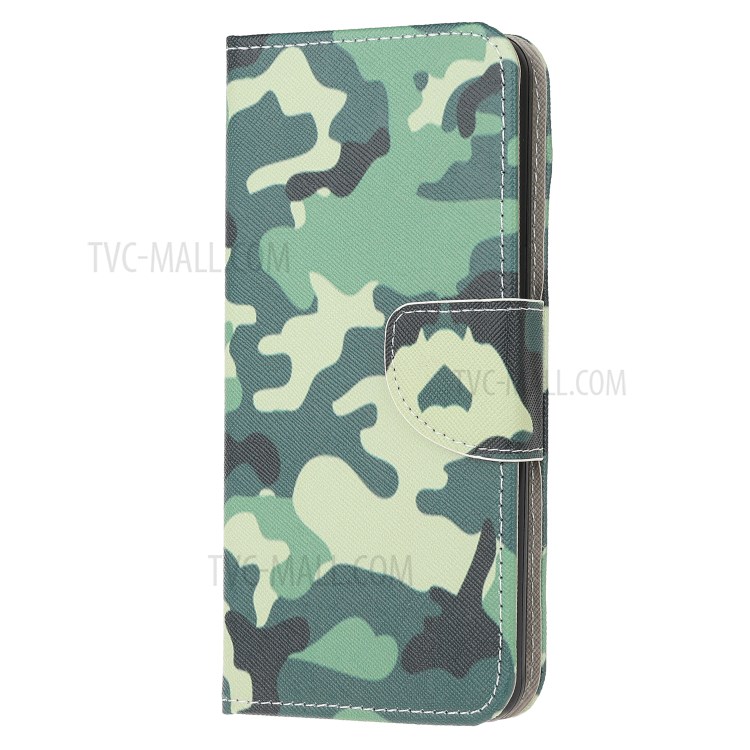 Cross Texture Pattern Printing Flip Leather Wallet Stand Phone Cover for Samsung Galaxy A81 / Note 10 Lite / M60s - Camouflage-2