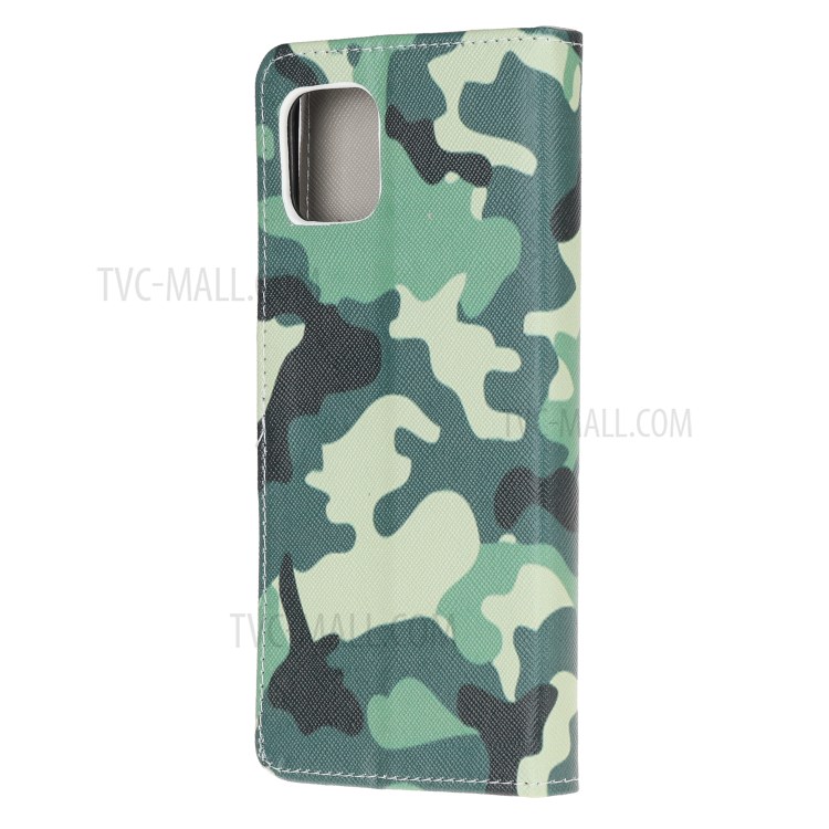 Cross Texture Pattern Printing Flip Leather Wallet Stand Phone Cover for Samsung Galaxy A81 / Note 10 Lite / M60s - Camouflage-3