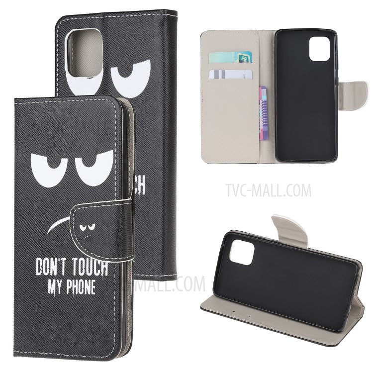 Cross Texture Pattern Printing Flip Leather Wallet Stand Phone Cover for Samsung Galaxy A81 / Note 10 Lite / M60s - Don't Touch My Phone-1