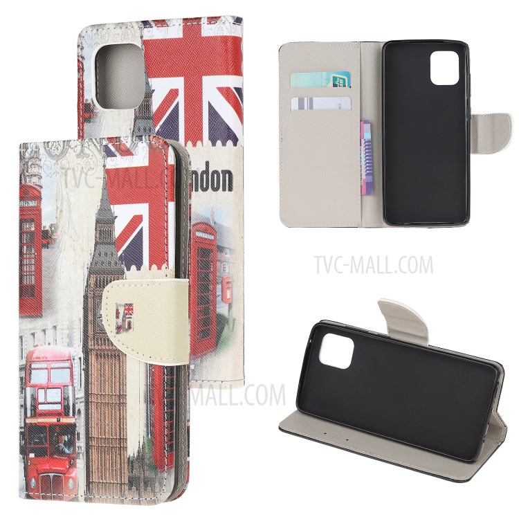 Cross Texture Pattern Printing Flip Leather Wallet Stand Phone Cover for Samsung Galaxy A81 / Note 10 Lite / M60s - Big Ben-1