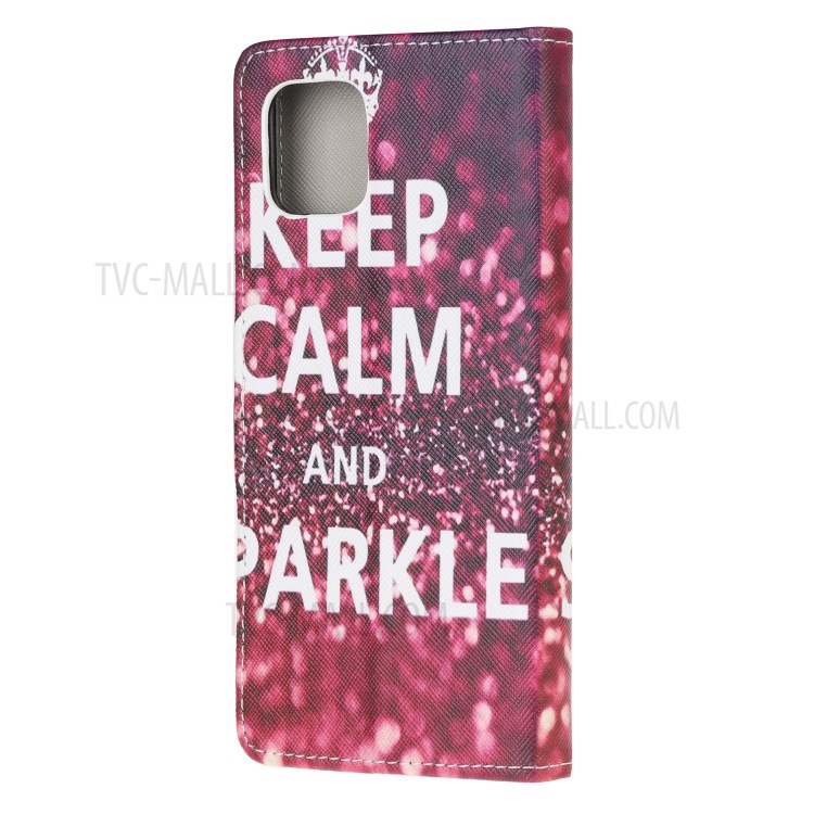 Cross Texture Pattern Printing Flip Leather Wallet Stand Phone Cover for Samsung Galaxy A81 / Note 10 Lite / M60s - Quote Keep Calm and Sparkle-3