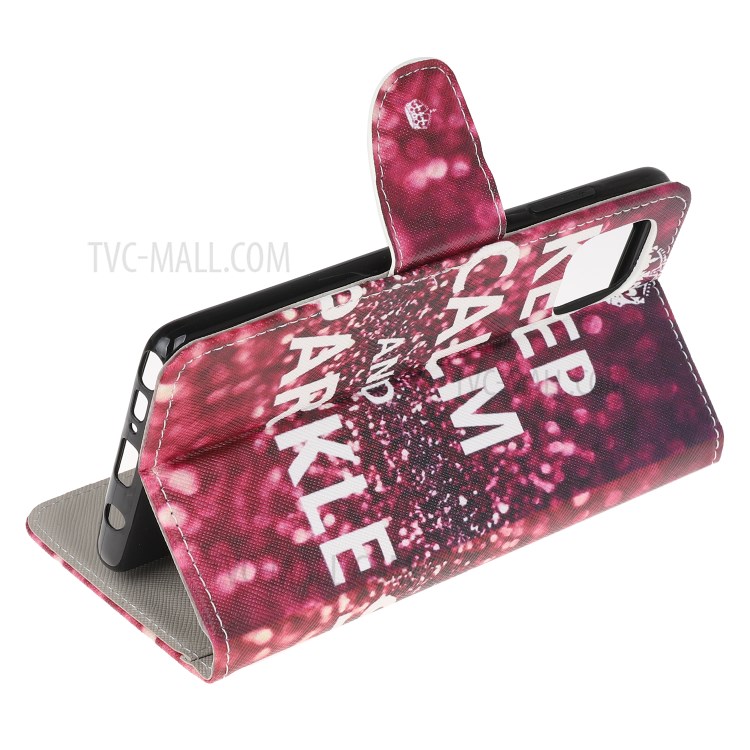 Cross Texture Pattern Printing Flip Leather Wallet Stand Phone Cover for Samsung Galaxy A81 / Note 10 Lite / M60s - Quote Keep Calm and Sparkle-4