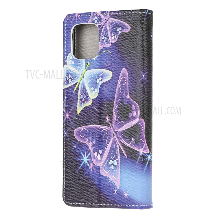 Cross Texture Pattern Printing Flip Leather Wallet Stand Phone Cover for Samsung Galaxy A81 / Note 10 Lite / M60s - Purple Butterflies-3