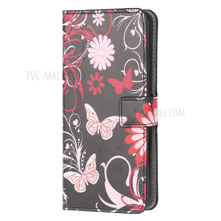 Stand Wallet Phone Case Patterns Stylish Leather Cover for Samsung Galaxy A01 - Flowers and Butterflies-2