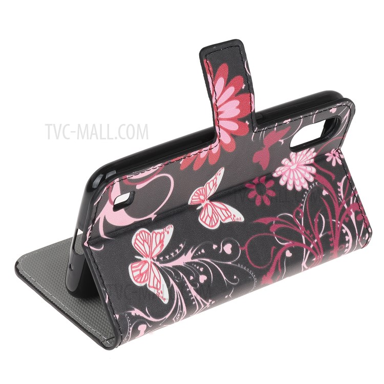 Stand Wallet Phone Case Patterns Stylish Leather Cover for Samsung Galaxy A01 - Flowers and Butterflies-4