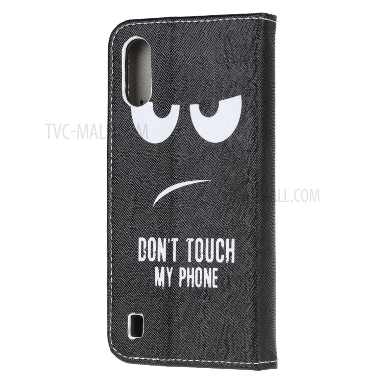 Motif D'impression Téléphone Portable Porte-monnaie En Cuir Croix Texture Couvrant Le Cas Pour Samsung Galaxy A01 - Ne Touchez Pas Mon Téléphone-3
