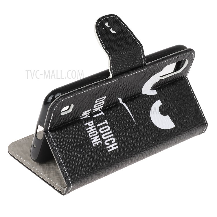 Motif D'impression Téléphone Portable Porte-monnaie En Cuir Croix Texture Couvrant Le Cas Pour Samsung Galaxy A01 - Ne Touchez Pas Mon Téléphone-4