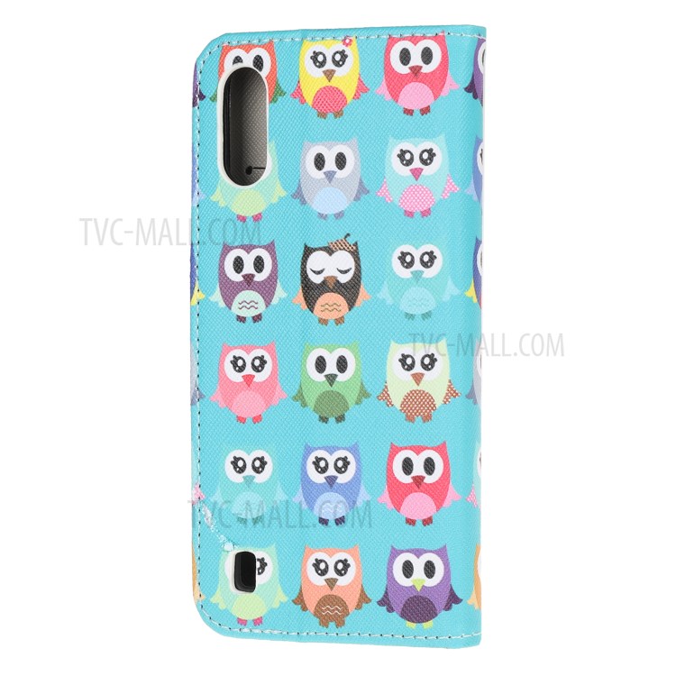 Pattern Printing Cross Texture Leather Wallet Cell Phone Covering Case for Samsung Galaxy A01 - Multiple Owls-3