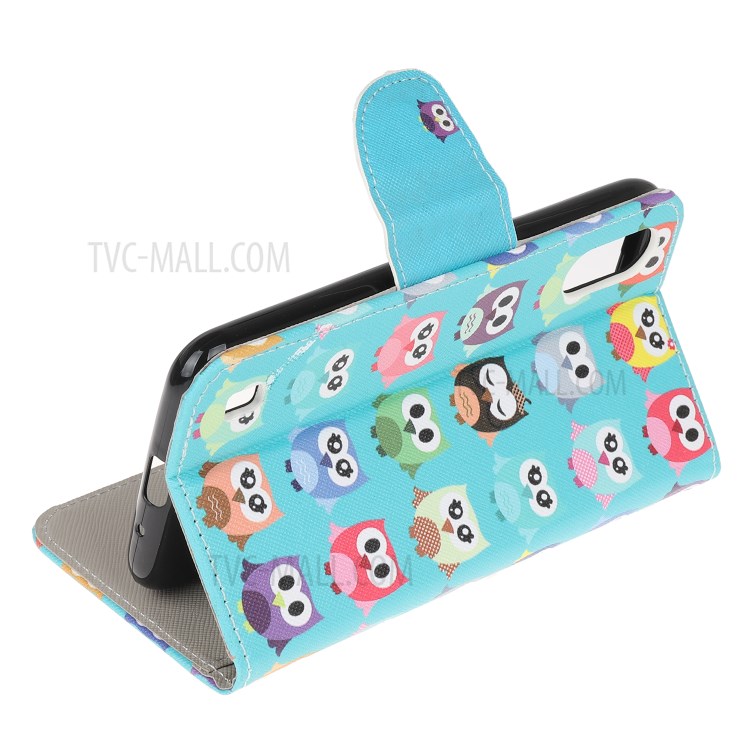 Pattern Printing Cross Texture Leather Wallet Cell Phone Covering Case for Samsung Galaxy A01 - Multiple Owls-4