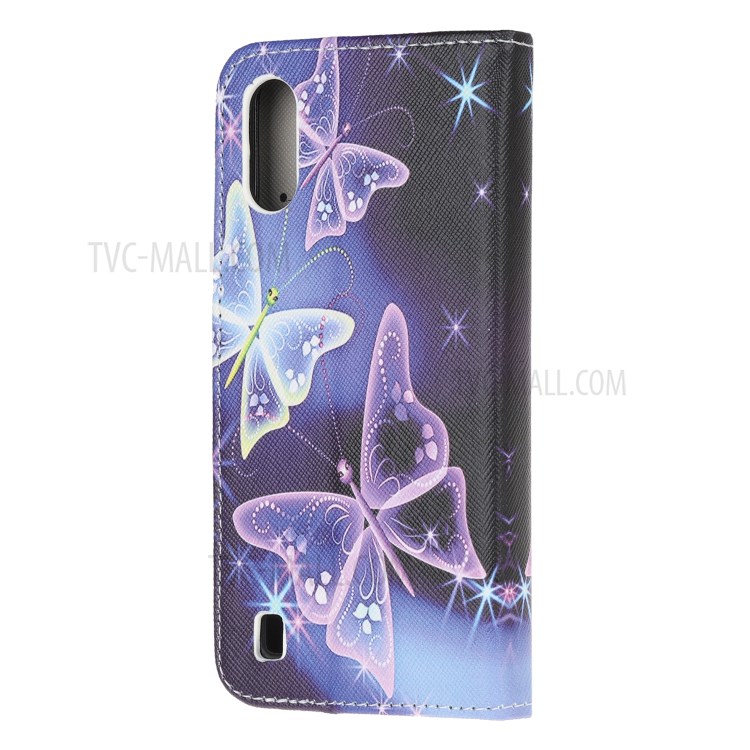 Pattern Printing Cross Texture Leather Wallet Cell Phone Covering Case for Samsung Galaxy A01 - Vivid Butterflies-3