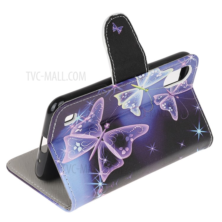 Pattern Printing Cross Texture Leather Wallet Cell Phone Covering Case for Samsung Galaxy A01 - Vivid Butterflies-4