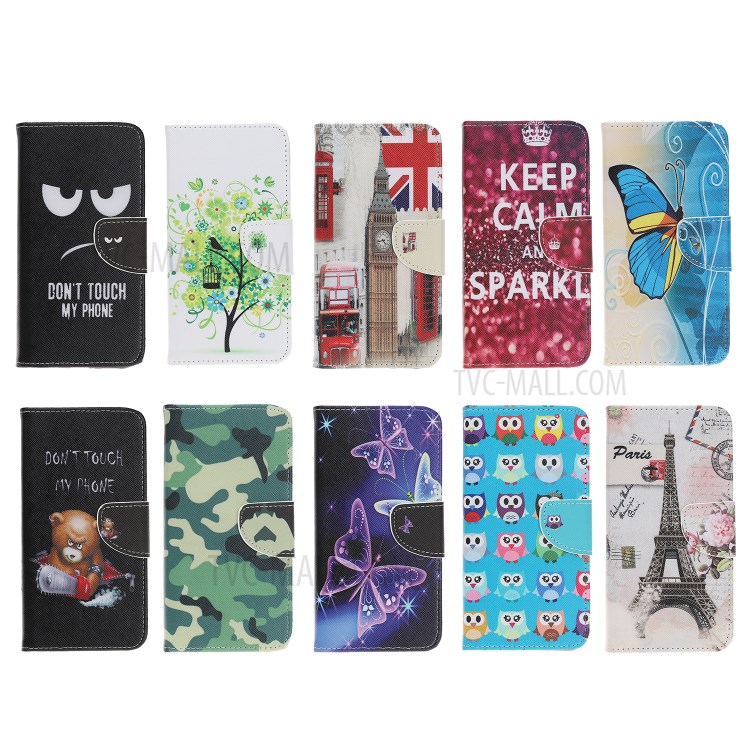 Pattern Printing Cross Texture Leather Wallet Cell Phone Covering Shell for Samsung Galaxy A21 - Don't Touch My Phone-7