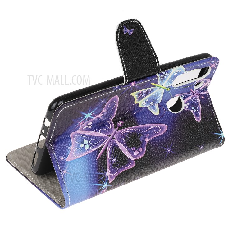 Stampa Modello Cellulare Croce Trama Di Pelle Portafoglio Che Copre Le Coperture Per La Galassia A21 - Vividi Farfalle-4