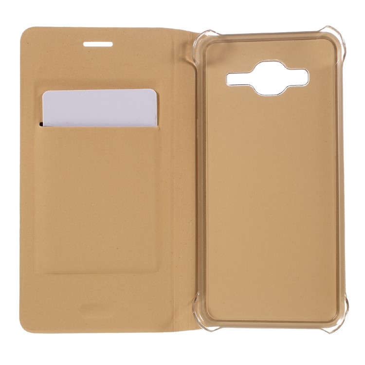 Litchi Card Holder Leather Case for Samsung Galaxy J3 (2016) / J3 - Gold-5