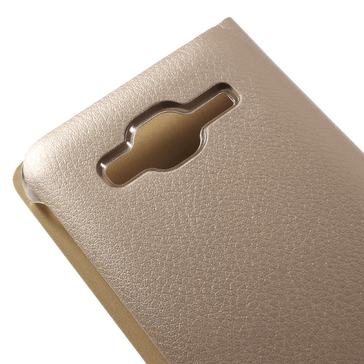 Litchi Card Holder Leather Case for Samsung Galaxy J3 (2016) / J3 - Gold-8