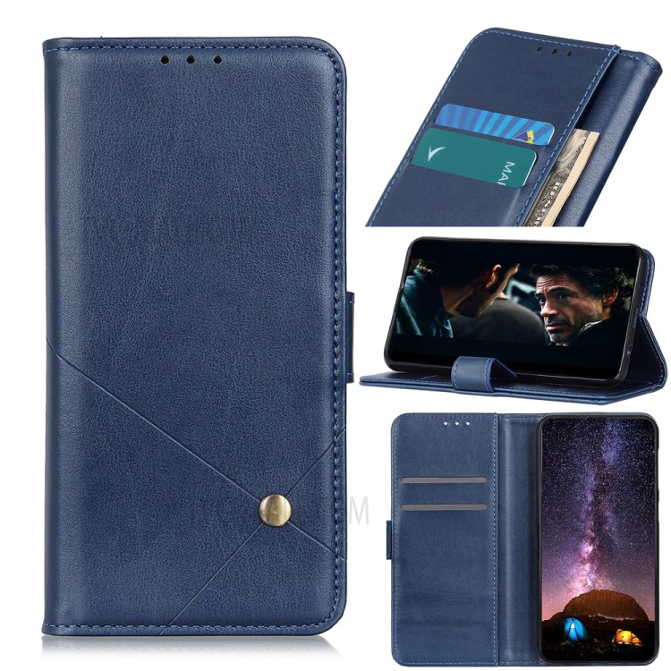 PU Leather Cover Wallet Stand Mobile Protective Shell for Samsung Galaxy S20 Ultra - Blue-1