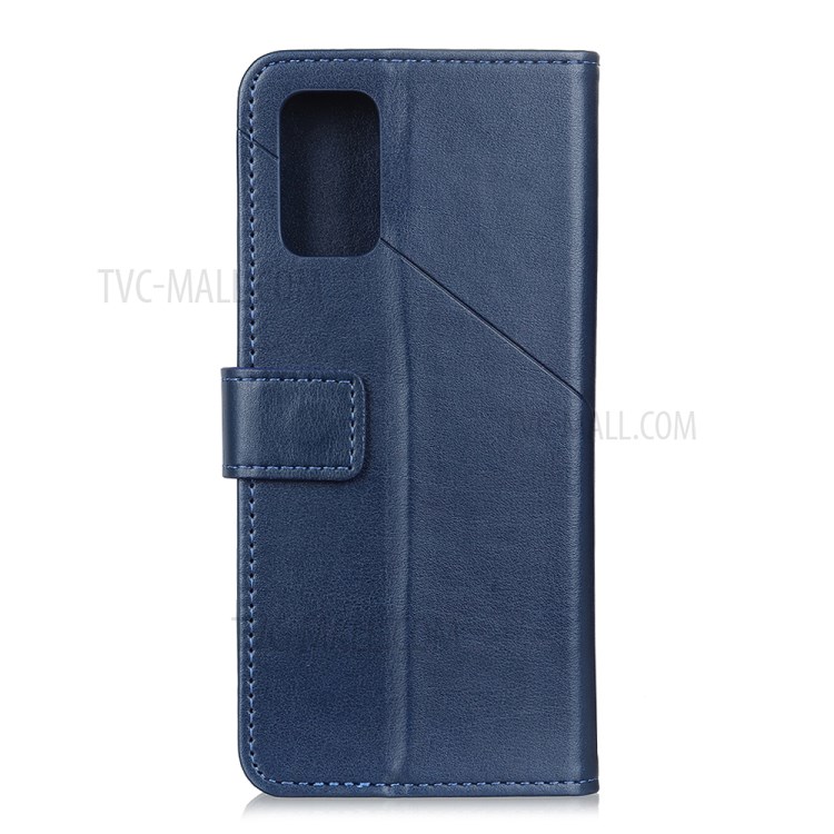 PU Leather Cover Wallet Stand Mobile Protective Shell for Samsung Galaxy S20 Ultra - Blue-7