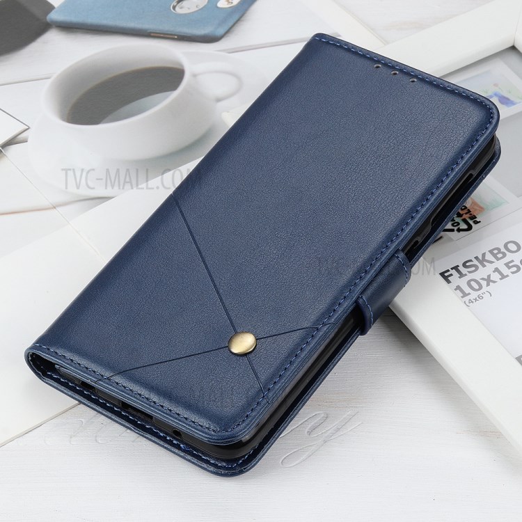 PU Leather Cover Wallet Stand Mobile Protective Shell for Samsung Galaxy S20 Ultra - Blue-9