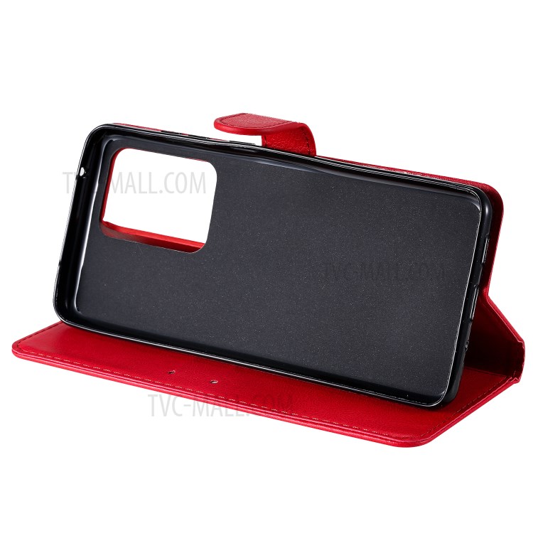 Pure Color Wallet Leather Phone Case for Samsung Galaxy S20 Ultra - Red-6