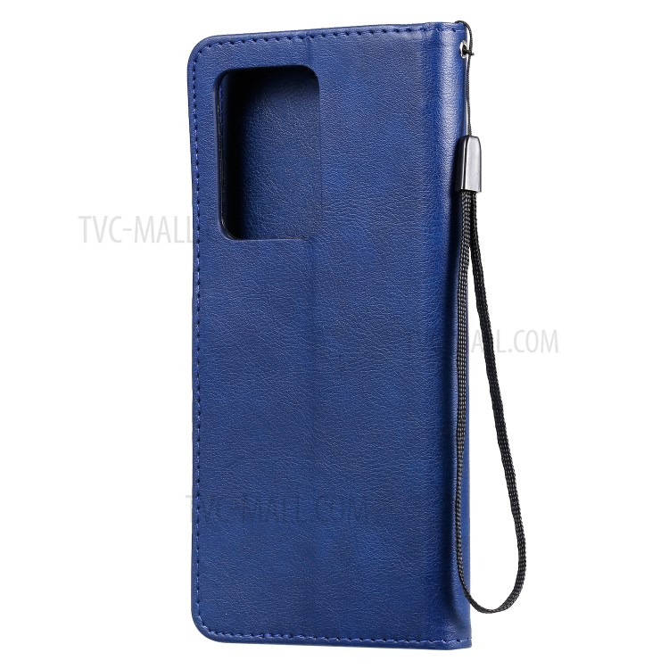Pure Color Wallet Leather Phone Case for Samsung Galaxy S20 Ultra - Blue-3