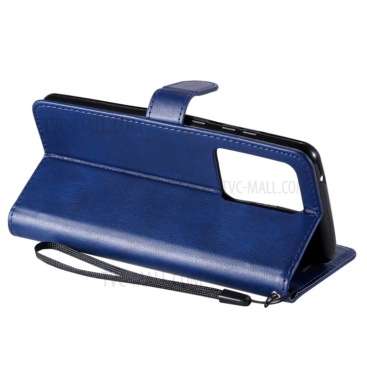 Pure Color Wallet Leather Phone Case for Samsung Galaxy S20 Ultra - Blue-5