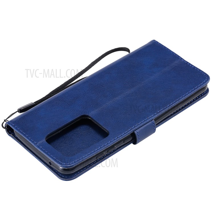 Pure Color Wallet Leather Phone Case for Samsung Galaxy S20 Ultra - Blue-8