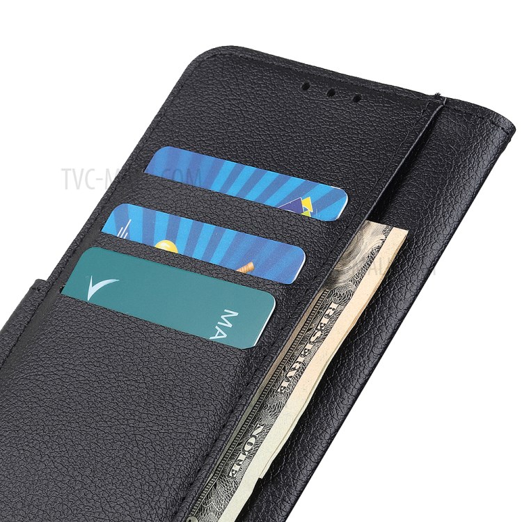 Litchi Skin Leather Stand Case with Card Slots for Samsung Galaxy S20 - Black-3