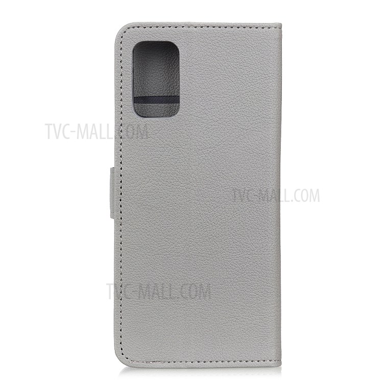 Litchi Skin Cell Phone Leather Wallet Case for Samsung Galaxy S20 Plus - Silver-8