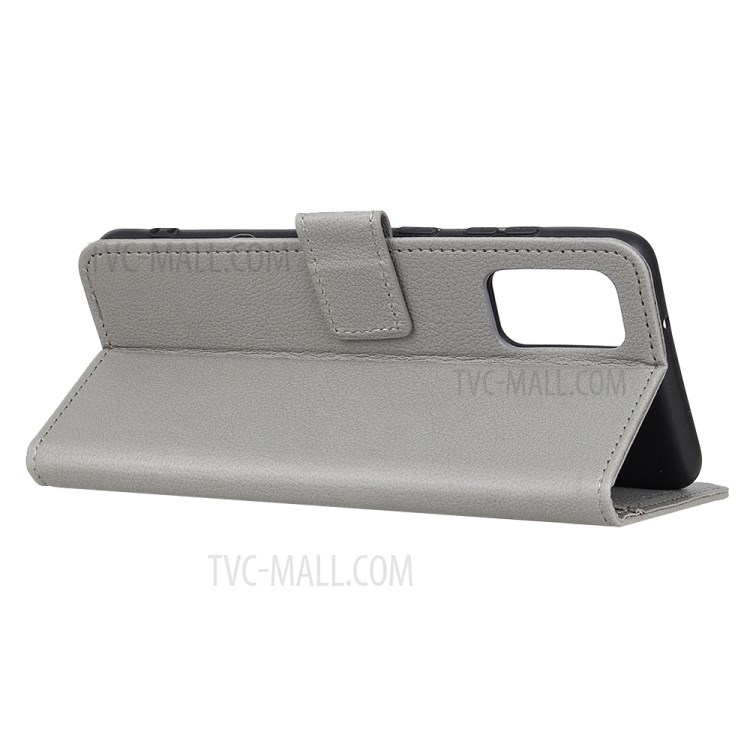 Litchi Skin Cell Phone Leather Wallet Case for Samsung Galaxy S20 Plus - Silver-9