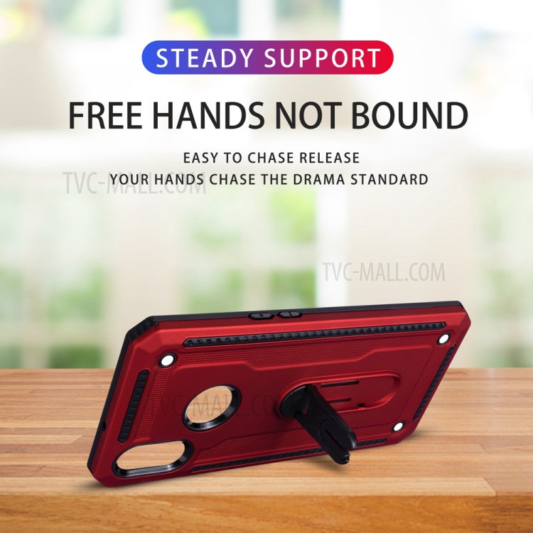 Air Outlet Kickstand PC + TPU Hybrid Phone Case for Samsung Galaxy A10s - Red-6