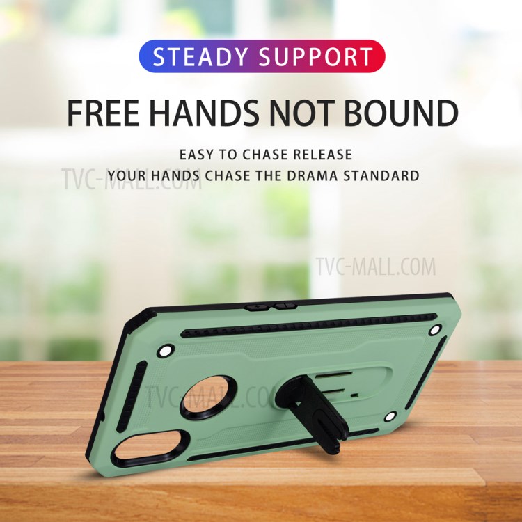 Air Outlet Kickstand PC + TPU Hybrid Phone Case for Samsung Galaxy A10s - Green-6
