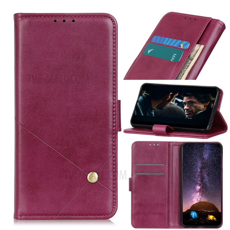 Wallet Leather Stand Case for Samsung Galaxy S20 Plus - Wine Red-1