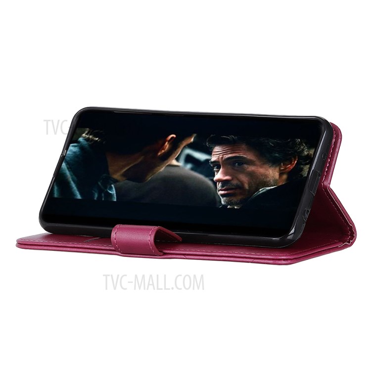 Wallet Leather Stand Case for Samsung Galaxy S20 Plus - Wine Red-6